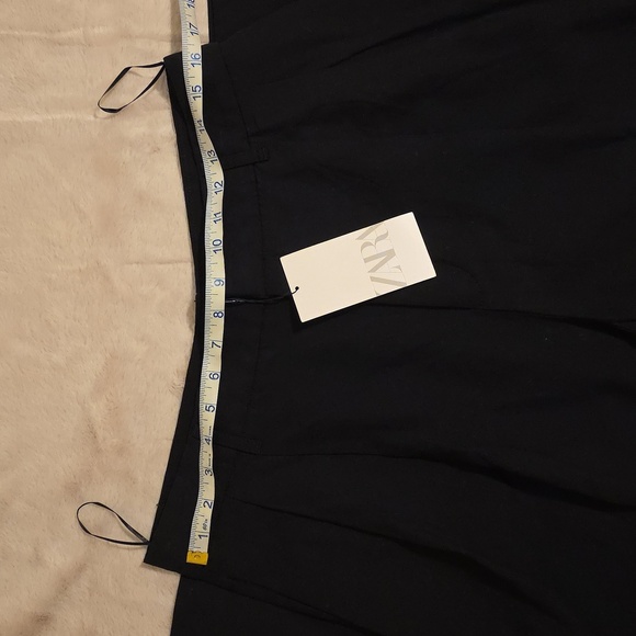 ZARA Black Linen Blend Full Length Dad Pants Size Large - Picture 4 of 5
